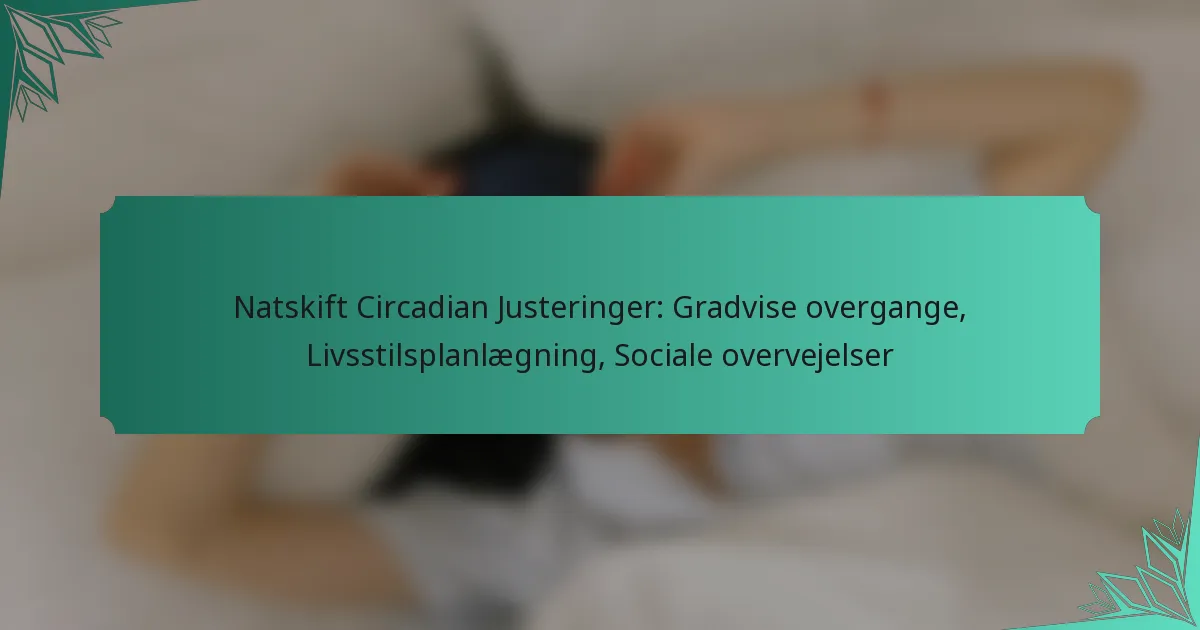 Natskift Circadian Justeringer: Gradvise overgange, Livsstilsplanlægning, Sociale overvejelser