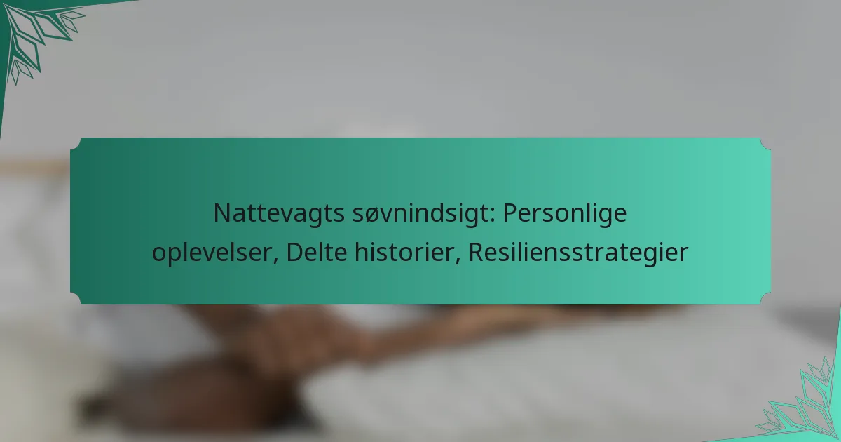 Nattevagts søvnindsigt: Personlige oplevelser, Delte historier, Resiliensstrategier